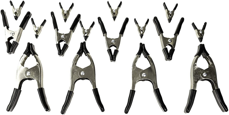 Wellmax 16PC Metal Spring Clamps Set, Heavy Duty Clips for Clamp Woodworking and Backdrops, 8pc 2 inch, 4pc 4 inch and 4pc 6 inch