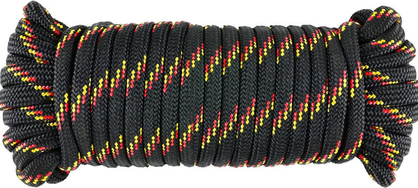 Wellmax Diamond Braid Nylon Rope, 3/8 in X 50 Foot, UV Resistant, High Strength and Weather Resistant - Black
