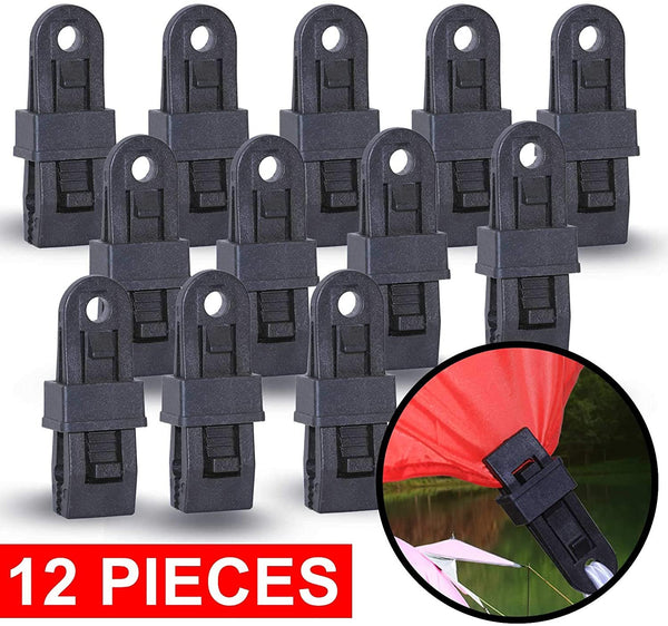 Wellmax Heavy Duty Tarp Clips 12 Pieces, Multi-Purpose Awning Clamps Set with Strong Lock Grip for Holding Up Tarp, Canopy, Sun Shade, Car Cover, Boat Cover and Pool Cover