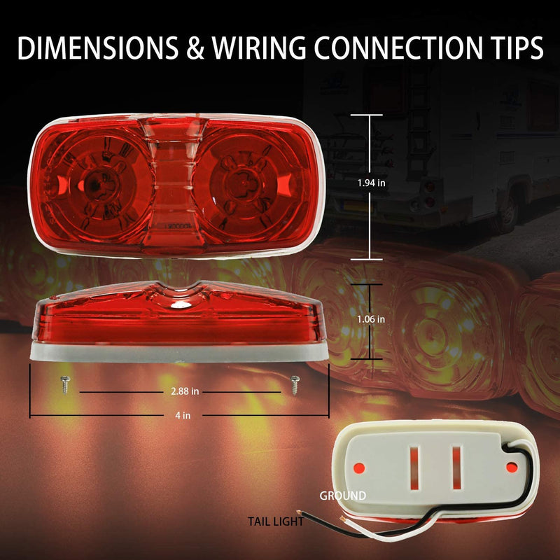 Wellmax LED Trailer Marker Lights, 6 Red and 6 Amber Combination Bullseye Lights, Rear and Side Exterior Clearance Surface and Sleeper Panel Mount, 12V Universal Fit