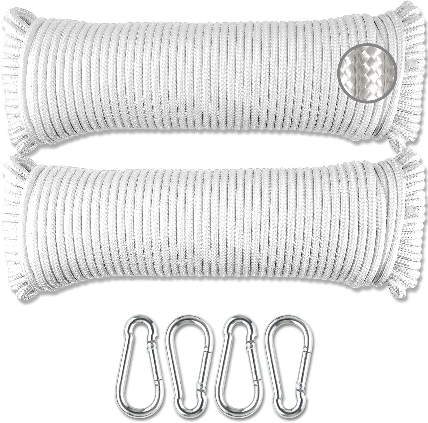 Wellmax Diamond Braided Polypropylene Rope with UV Treatment and Weather Resistant, 4 Pack 3/16 inch x 50ft Multi-Color