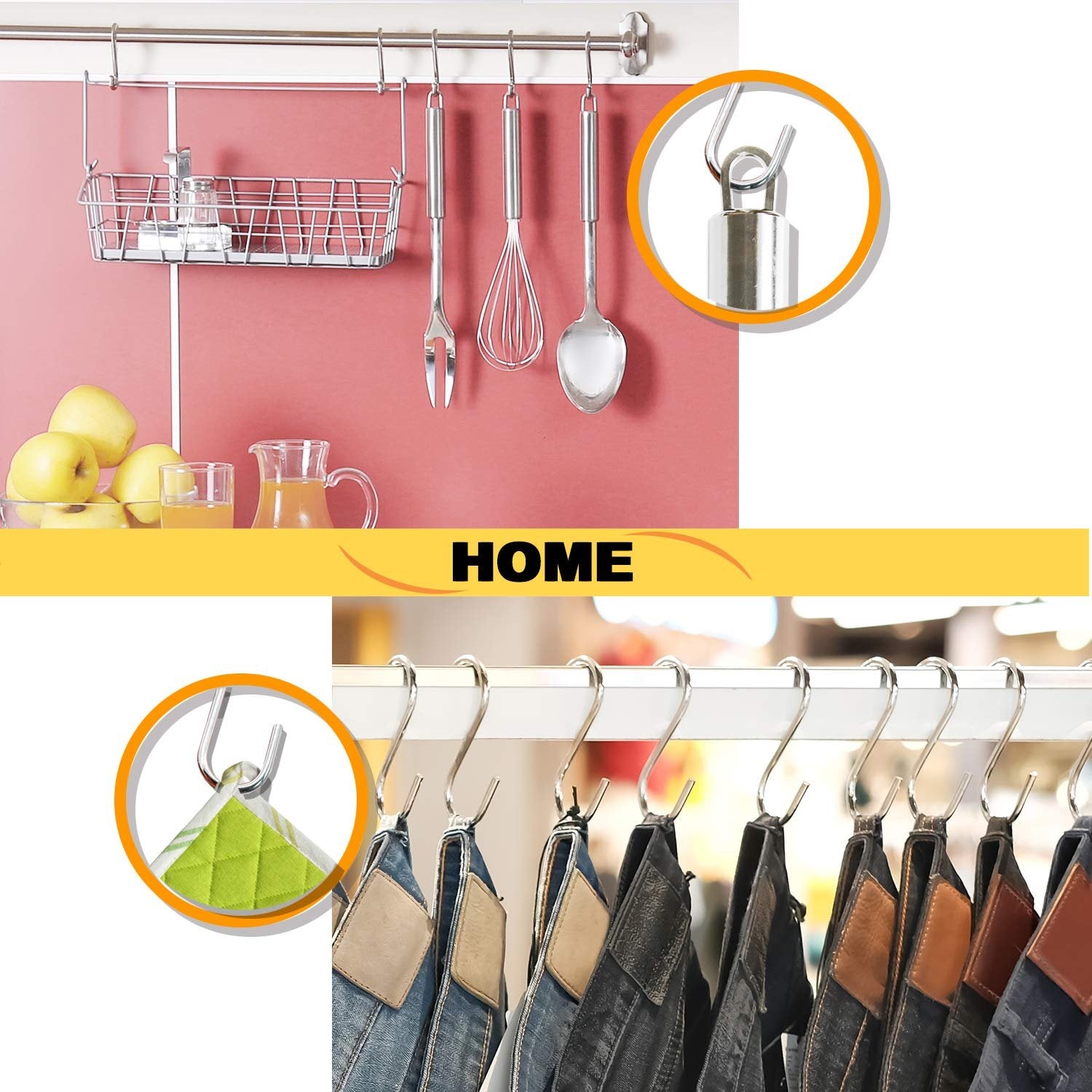 Wellmax 101pc S Hooks for Hanging, Heavy Duty S Shaped Hooks, Combination Assortment Metal S Hook Set for Hanging Plants, Closet, Kitchen, Pot Rack, and pots and Pans.