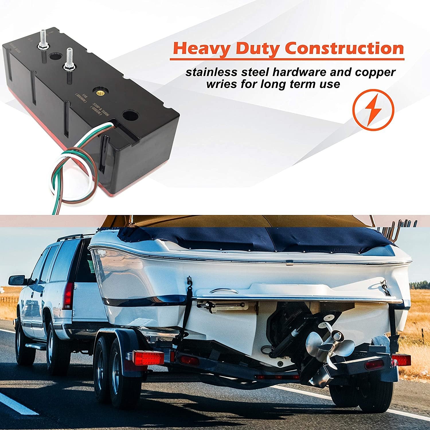 Wellmax LED Trailer Lights, Led Boat Trailer Lights Submersible, 12V Utility Marine Trailer Light Waterproof and DOT Approved