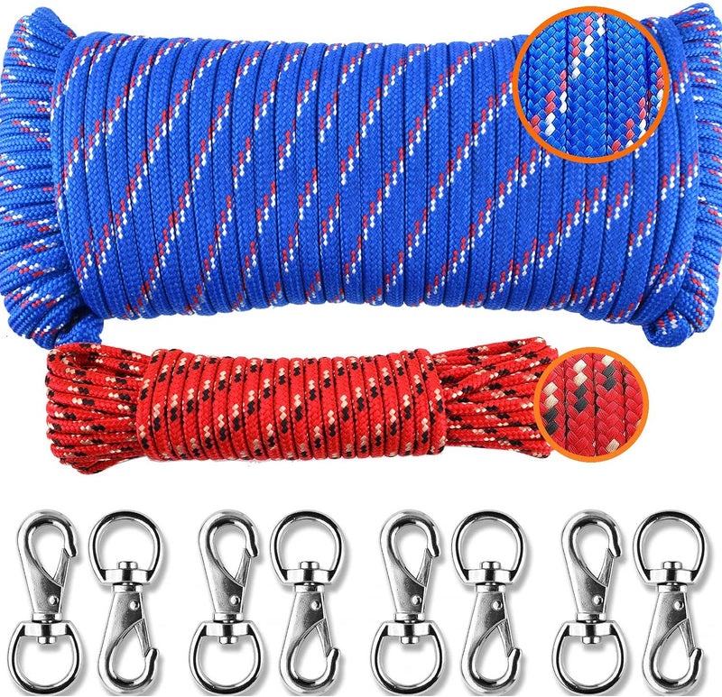 Wellmax Diamond Braided Polypropylene Rope with UV Treatment and Weather Resistant, 4 Pack 3/16 inch x 50ft Multi-Color