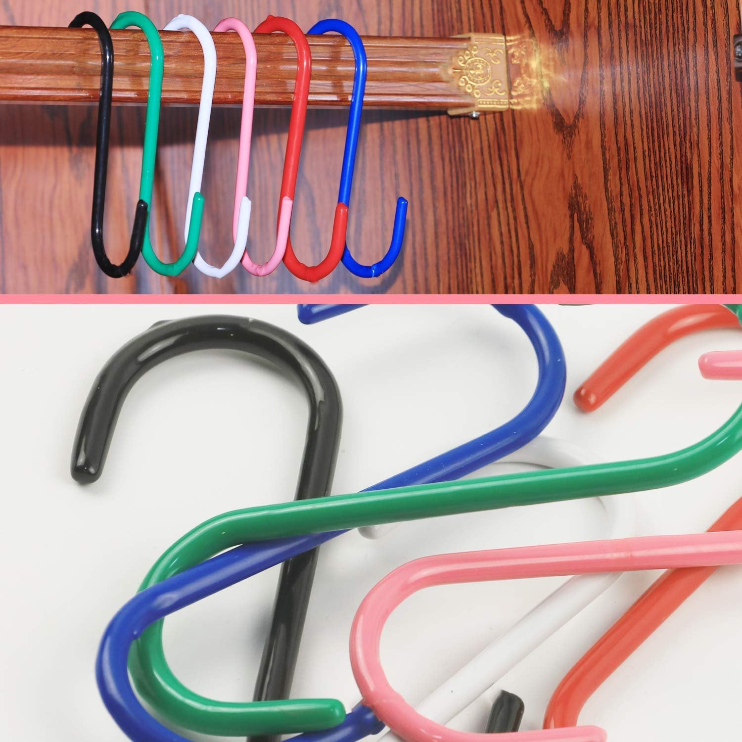 Wellmax S Hooks for Hanging, Heavy Duty S Shaped Hooks, Colored Metal S Hook Set for Hanging Plants, Closet, Kitchen, Pot Rack, and pots and Pans. 5 inches Long and 6mm Thick